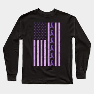 Cool America Flag Alzheimer Awareness Shirt Family Gift Long Sleeve T-Shirt